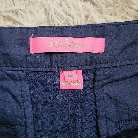 Lilly Pulitzer Shorts Buttercup Navy Blue Scallop Hem Size 12 Preppy Quiet Lux - Picture 4 of 11